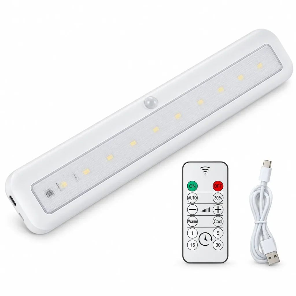 12-Inch Rechargeable Under Cabinet Light – Motion Sensor & Remote