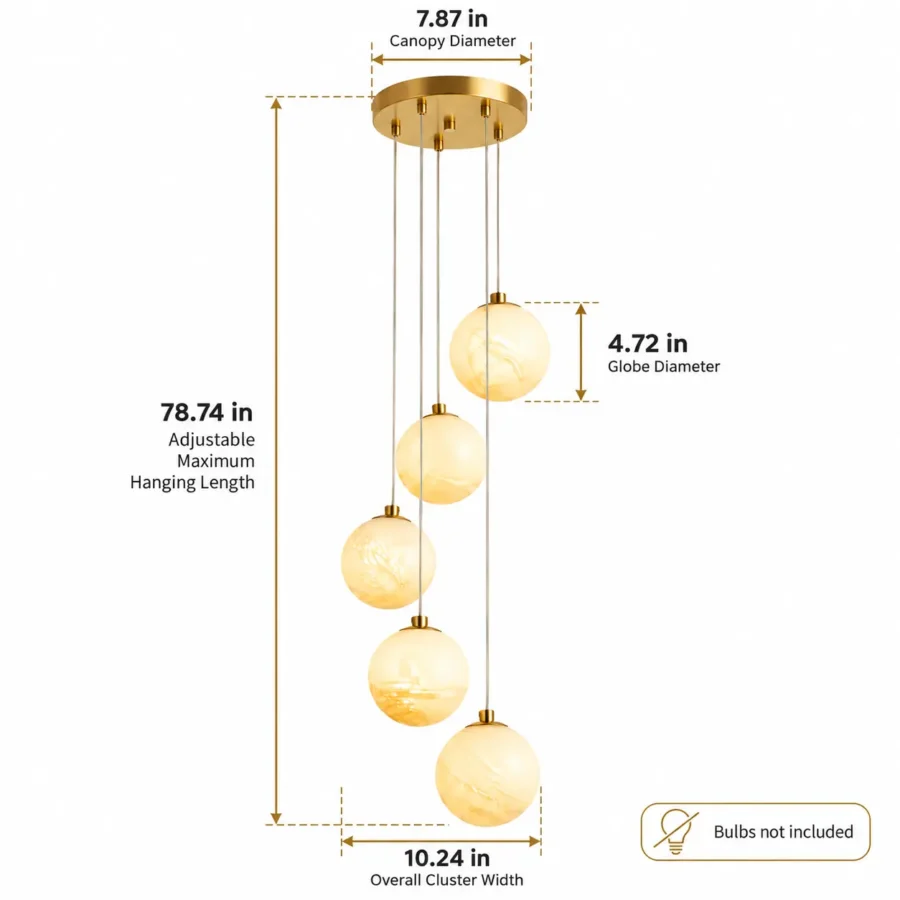 5-Light Globe Cluster Pendant Light | JackonLux