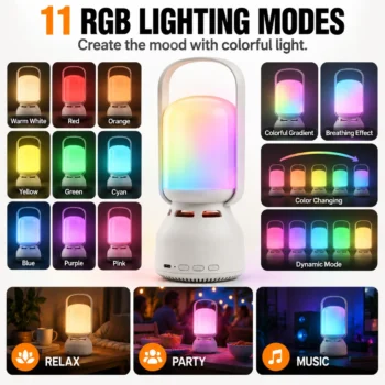 Rechargeable Camping Lantern with Bluetooth Speaker: 11 RGB Lighting Modes