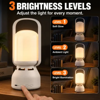 Rechargeable Camping Lantern with Bluetooth Speaker: three Brightness Levels