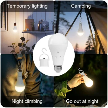 Rechargeable Emergency Light Bulbs, 12 Pack – 800 Lumens: portable Hook Cap Uses