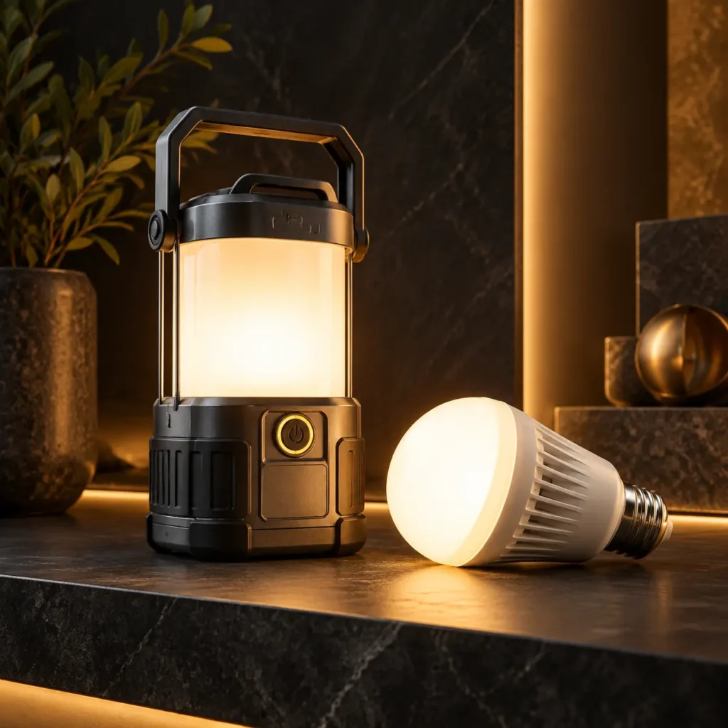 Rechargeable emergency lantern and portable LED bulb