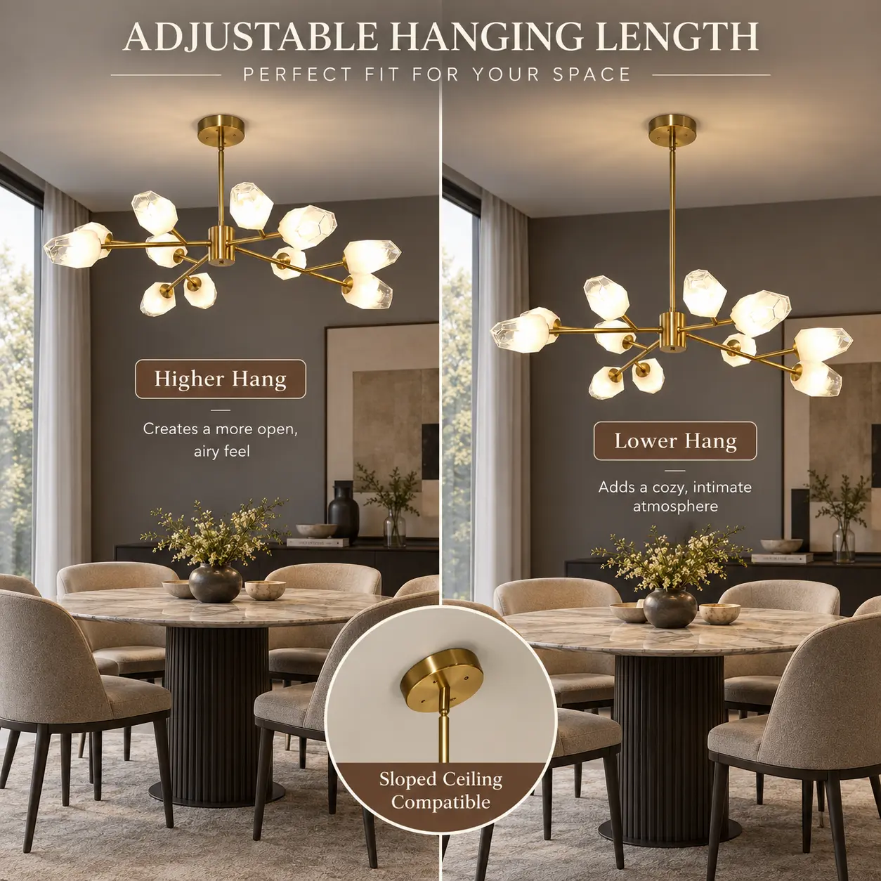 12-Light Brushed Gold Sputnik Chandelier with Faceted Glass Shades: lighting Setup Guide
