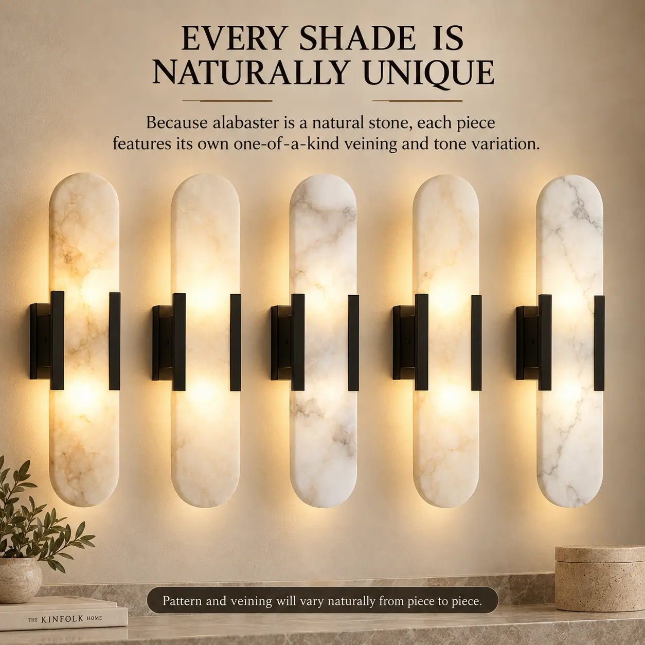 Alabaster 2-Light Wall Sconces with G9 Bulbs, Set of 2: unique Natural Stone Shades