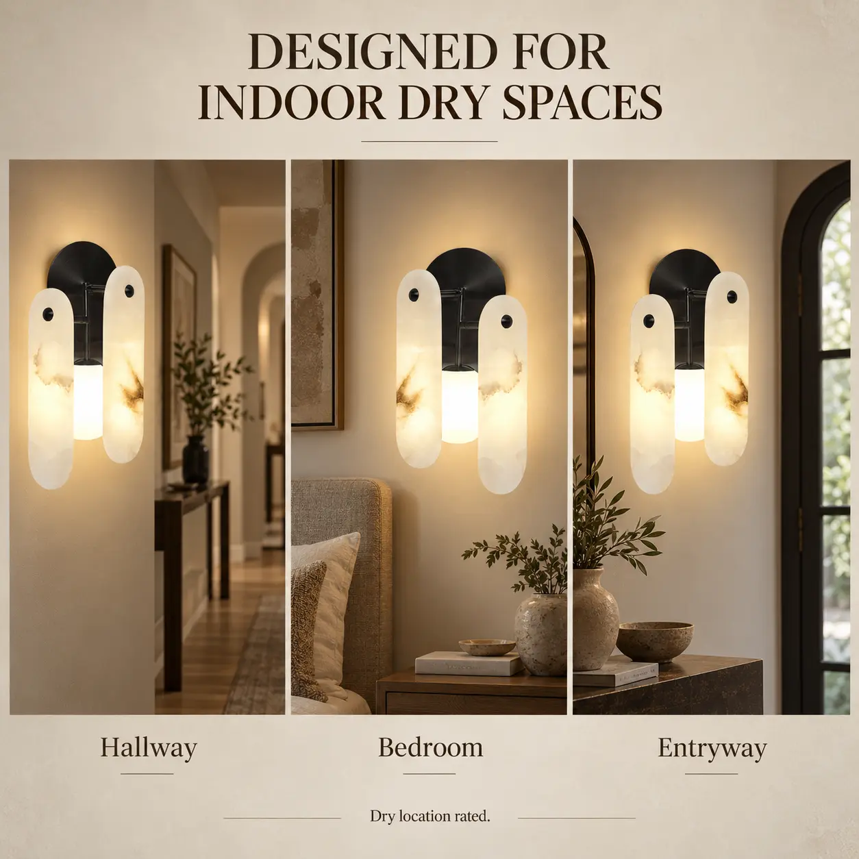 Natural Alabaster Wall Sconce with 3 Color Temperatures: indoor Room Applications