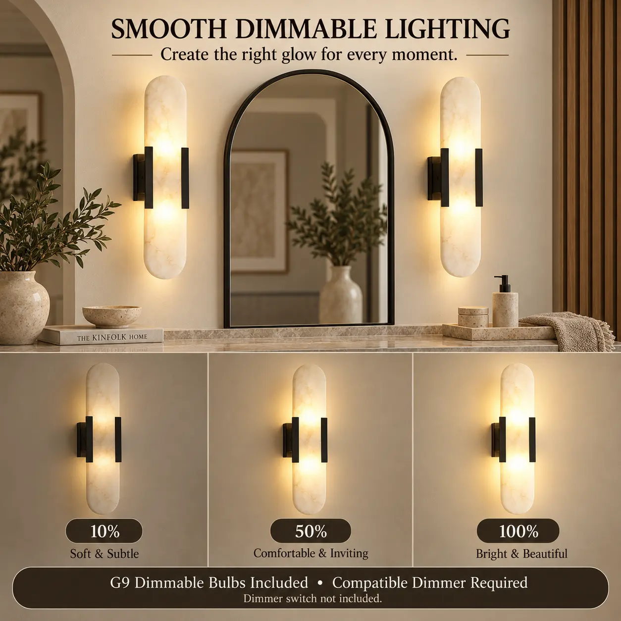 Alabaster 2-Light Wall Sconces with G9 Bulbs, Set of 2: everyday Interior Uses