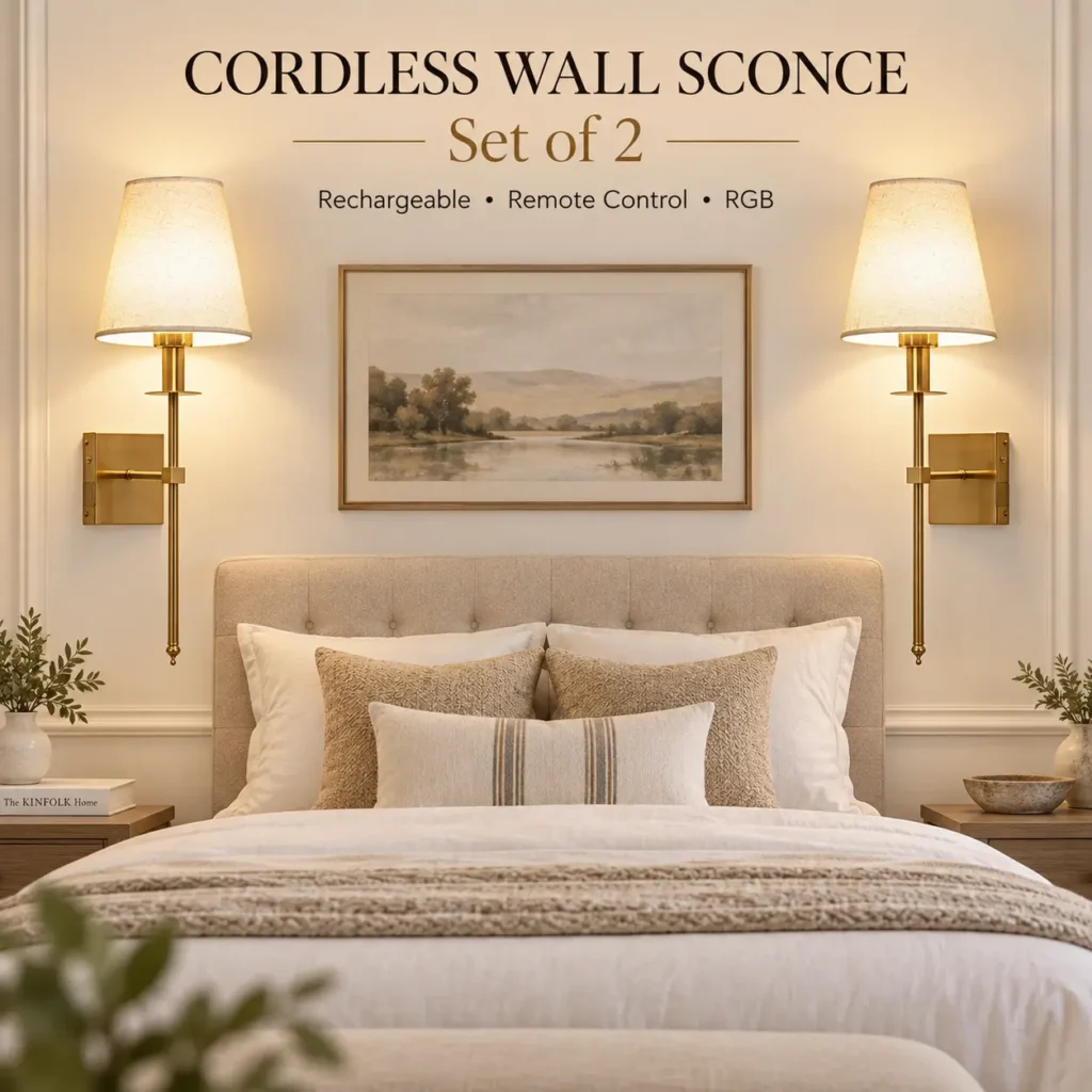 Cordless Wall Sconce Set of 2 – Rechargeable Battery Wall Lights with Remote