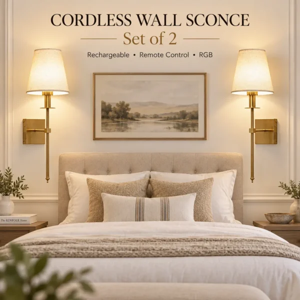 Cordless Wall Sconce Set of 2 – Rechargeable Battery Wall Lights with Remote