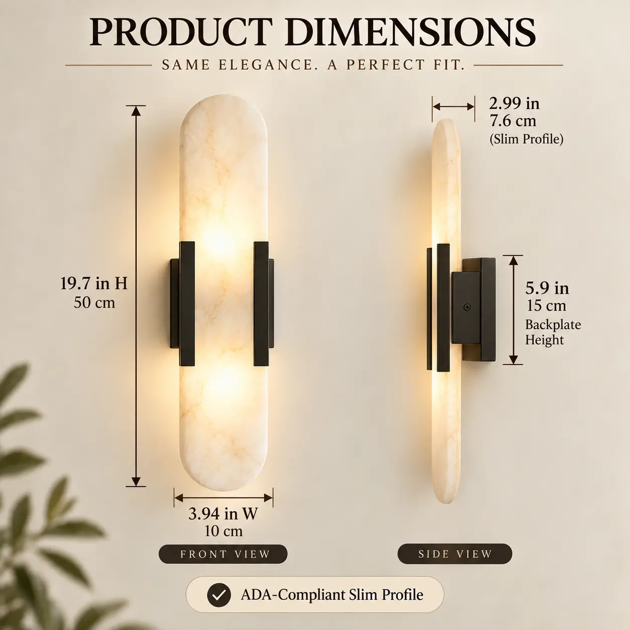 Alabaster 2-Light Wall Sconces with G9 Bulbs, Set of 2: dimensions