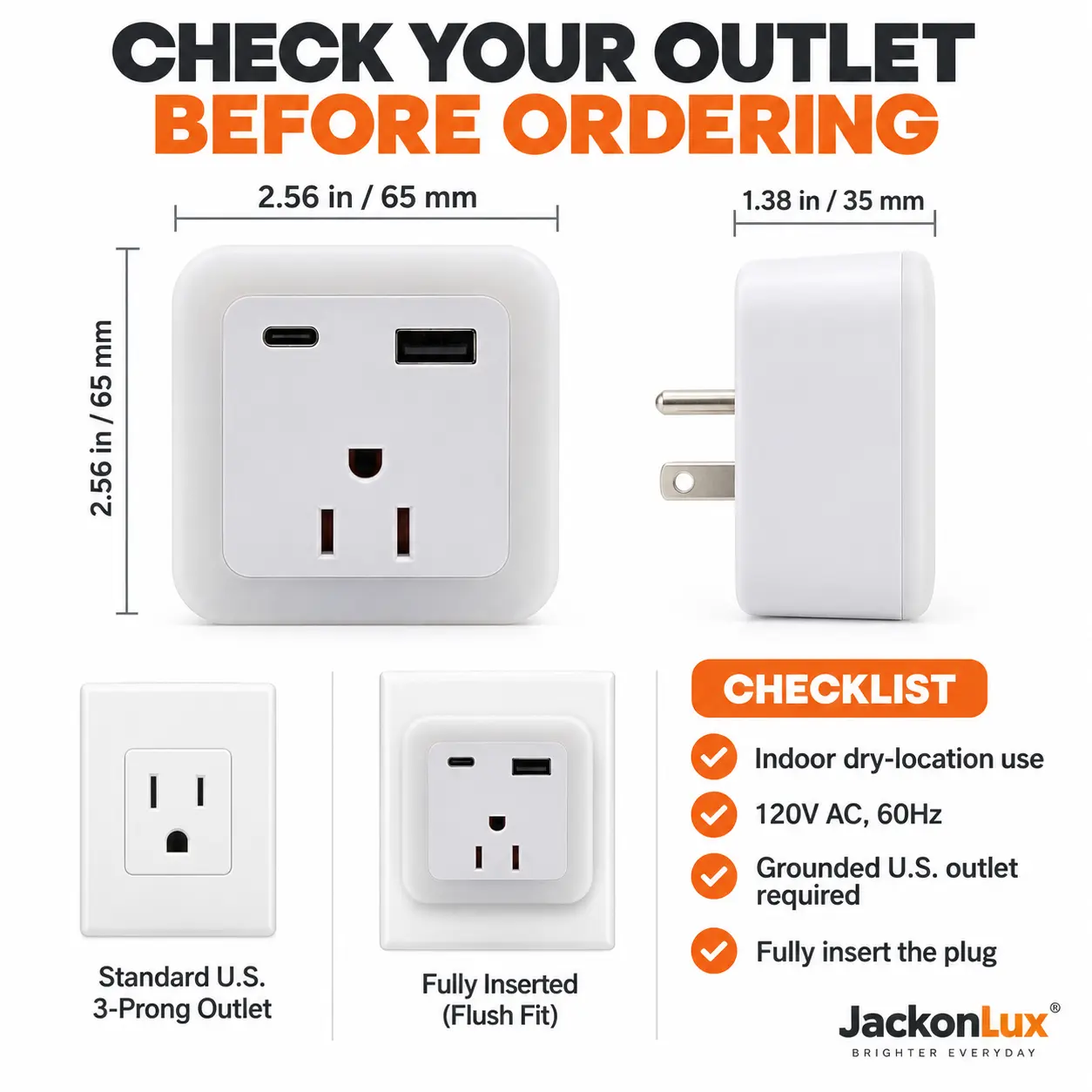 Plug In Night Light with Outlet, USB & Battery Backup – 2 Pack: outlet Compatibility Guide