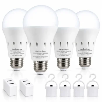 Rechargeable Emergency Light Bulbs for Power Outages: 4-Pack 5000K Option