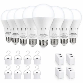 Rechargeable Emergency Light Bulbs for Power Outages: 8-Pack 5000K Product View