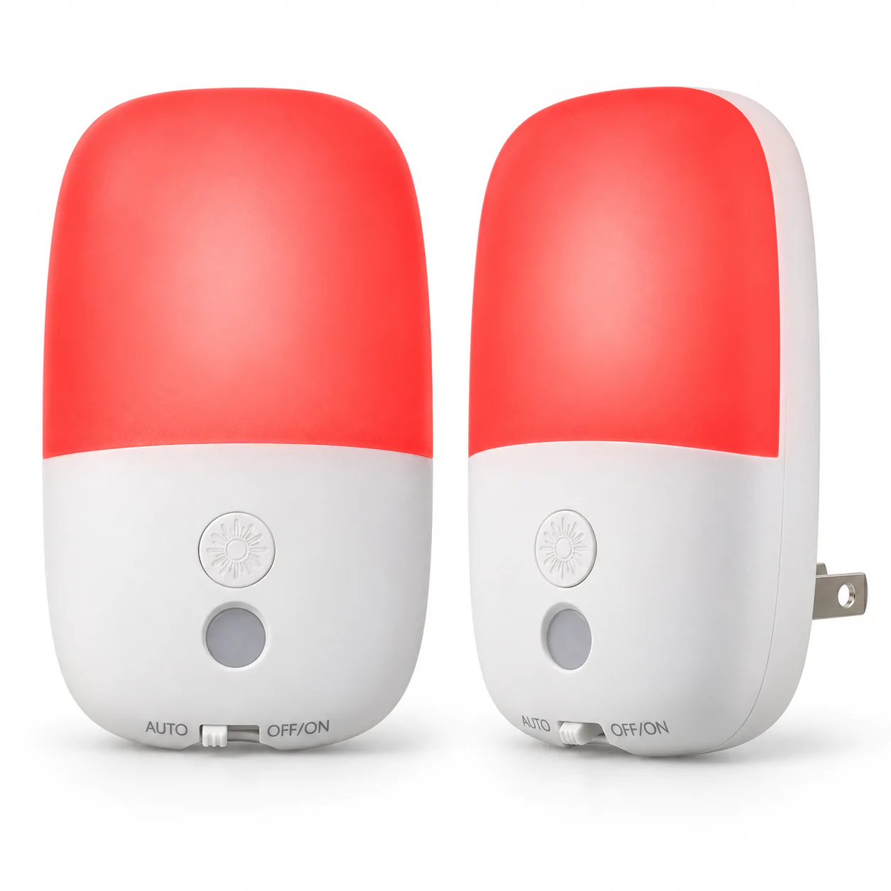 670nm Red Night Light with Retractable Plug, 2 Pack